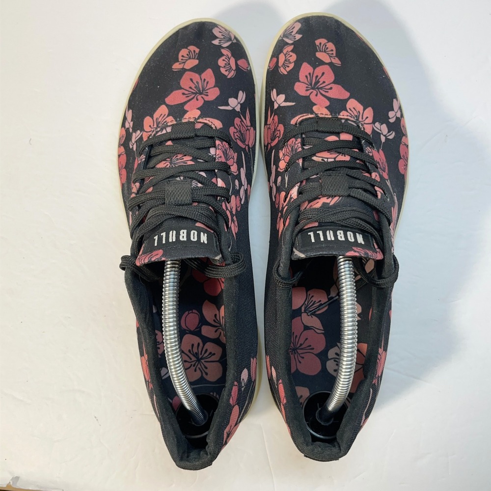 NOBULL Training Shoes W 12.5/M 11 Black Pink Cherry Blossom Floral Canvas Gym - Picture 9 of 12
